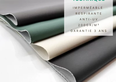 Coloris de la Gamme Technique : Noir, Beige, Vert sapin et Gris moyen