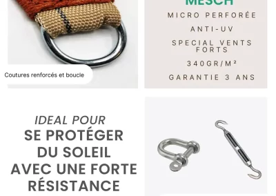 Finitions des Voile d'ombrage micro perforées